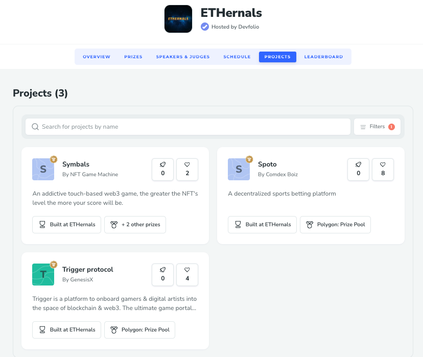 ETHernals Hackathon Winner – Devfolio