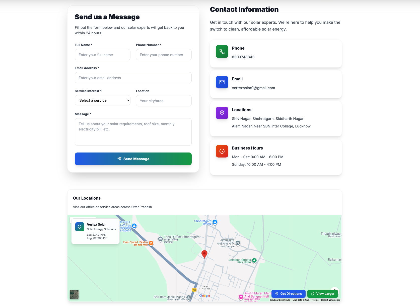 Contact Section with Map